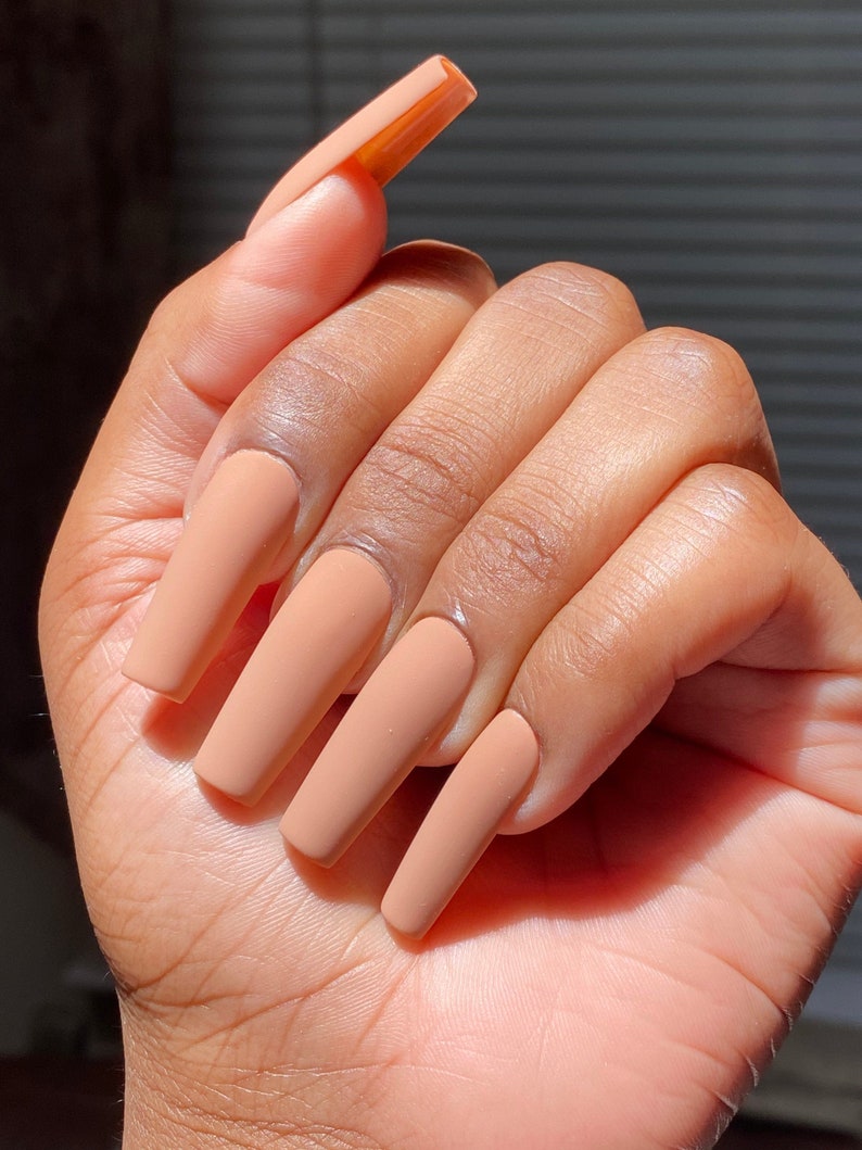 Chestnut Nude Press On Nails Press-On Nails Handmade image 0