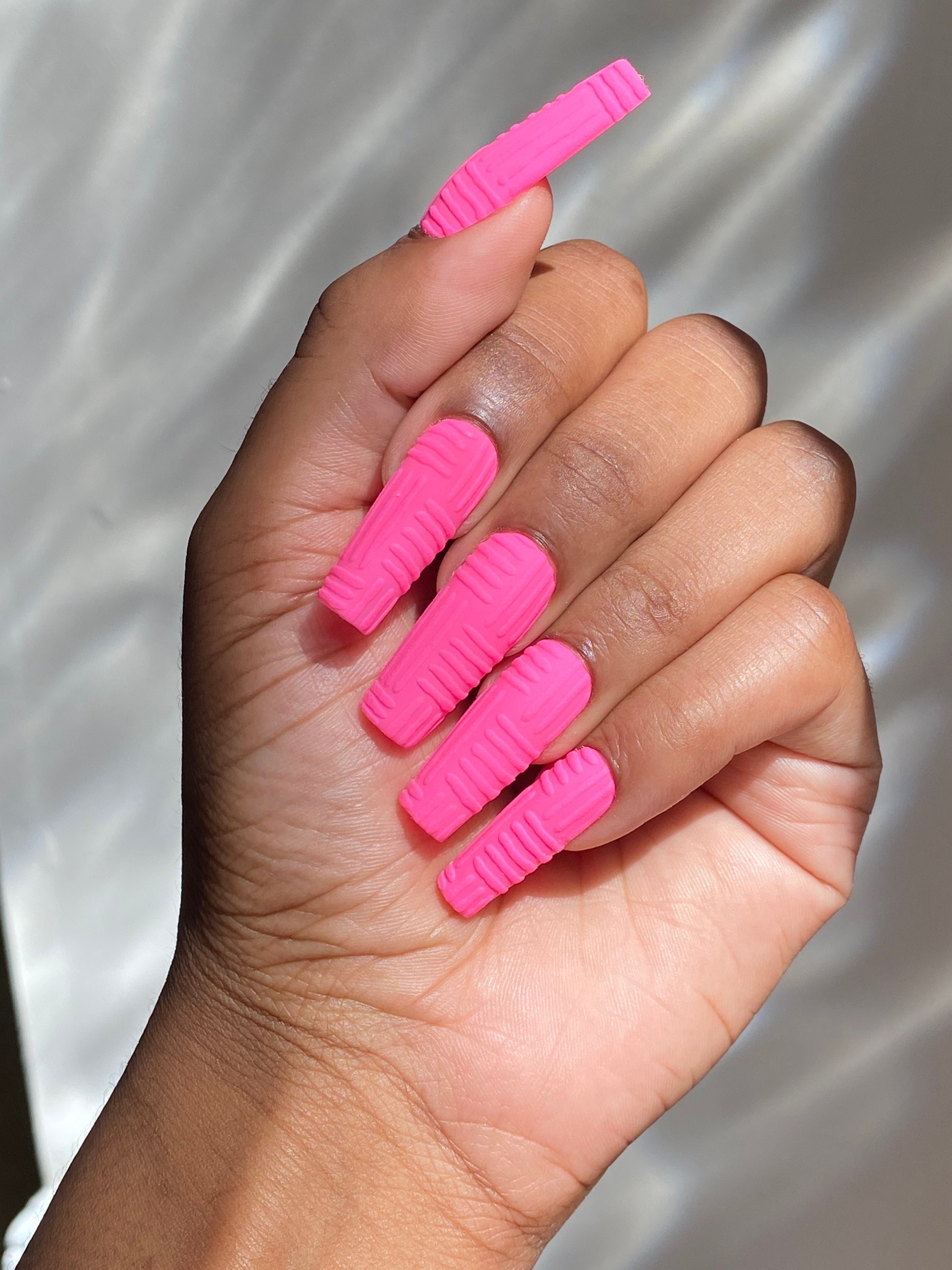 Hot Pink Nails Etsy
