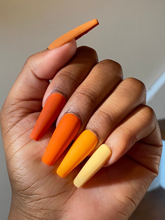 Fall Vibes Multicolored Fall Press On Nails Press On Nails Etsy Sweden