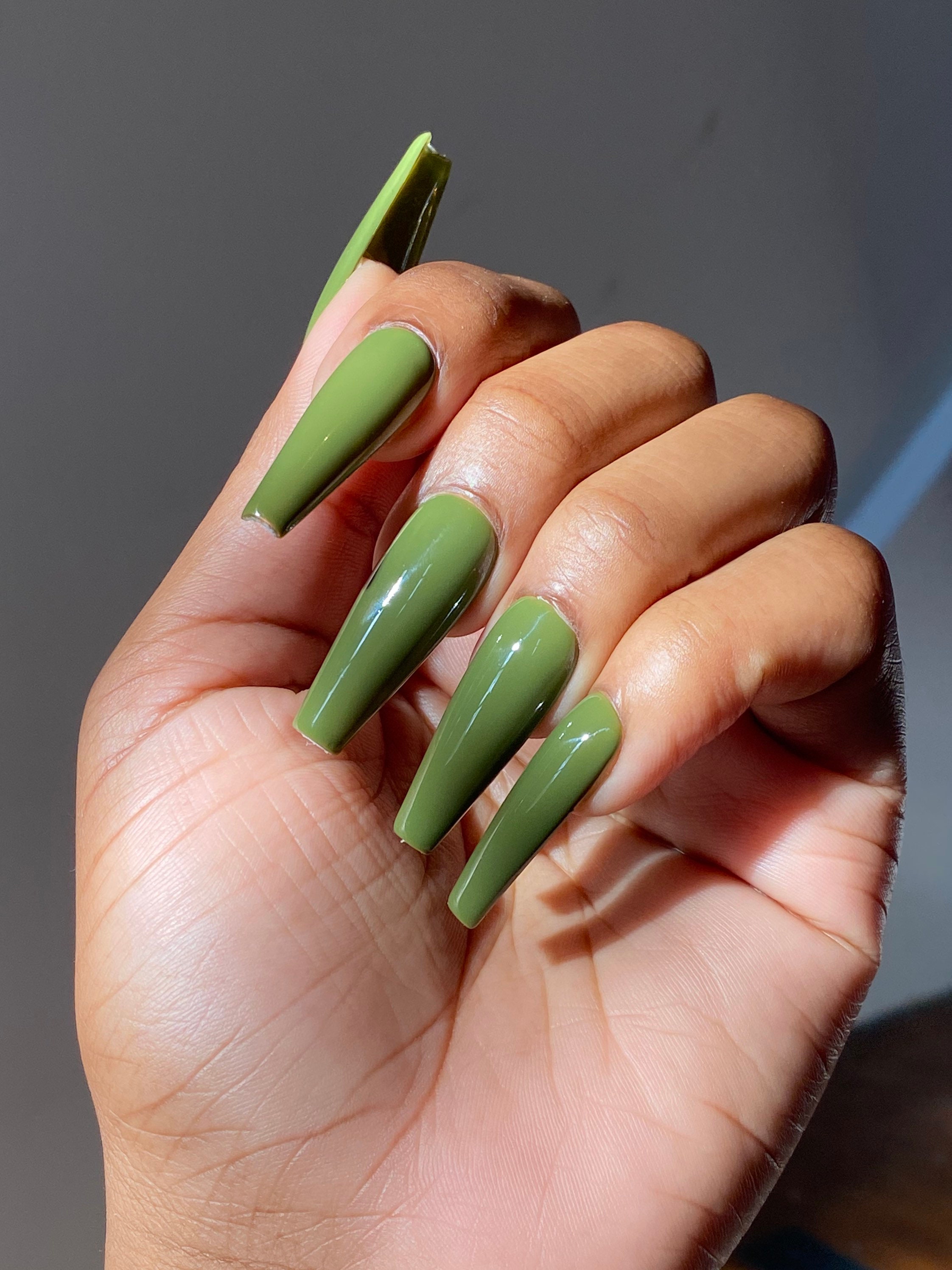 Matcha Tea Olive Green Press-on Nails Press-on Nails - Etsy