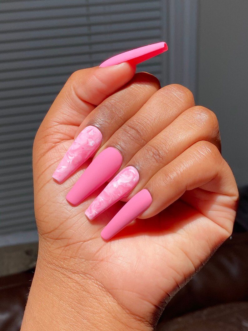 Pink Marble Nails