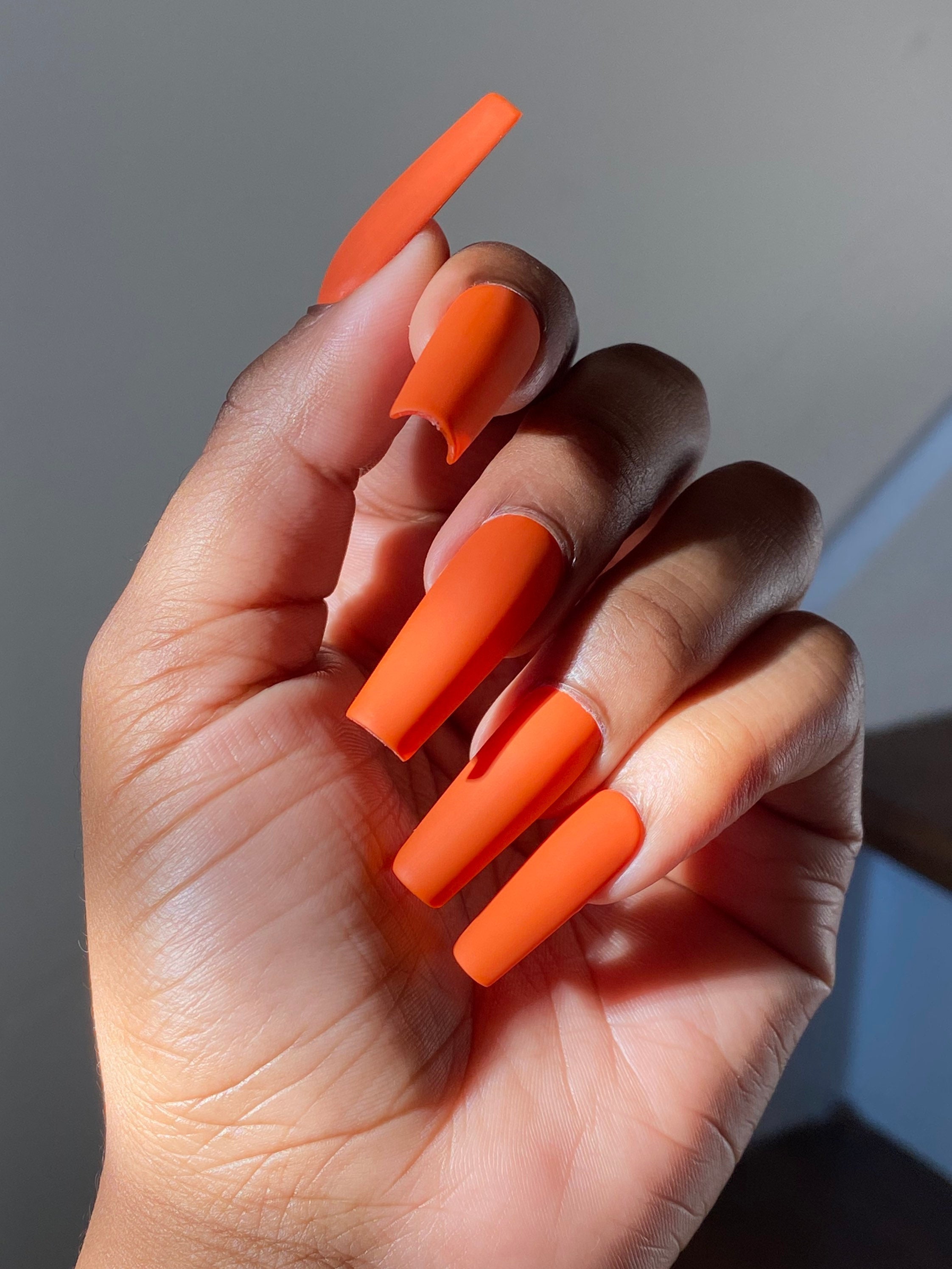 Pumpkin Spice Burnt Orange Press-on Nails Press-on Nails - Etsy Norway