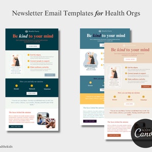 Newsletter Email Template Pack for Canva - Fundraiser Templates For Mental Health - Canva Newsletter Templates