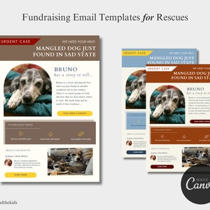 Fundraising Email Template Pack for Canva - Donation Plea Fundraiser Templates For Animal Rescues - Canva Newsletter Templates