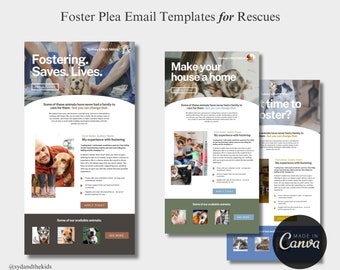 Foster Plea Email Template Pack for Canva - Foster/Adopt Fundraiser Templates For Animal Rescues - Canva Newsletter Templates