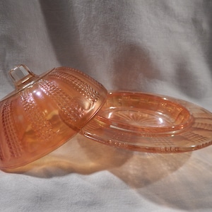 1920&#39;s Marigold Carnival Glass Butter Dish