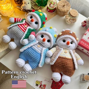 Crochet snowman. Christmas snowman crochet pattern. Christmas crochet toys, Crochet PDF in English