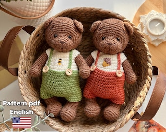 Bear Crochet Pattern, Brown Bear, Polar Bear Pattern English, crochet bear, amigurumi bear