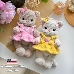 Kitten Crochet Pattern, Amigurumi Plush Toy, English PDF Download