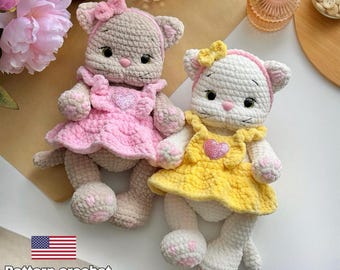 Kitten Crochet Pattern, Amigurumi Plush Toy, English PDF Download
