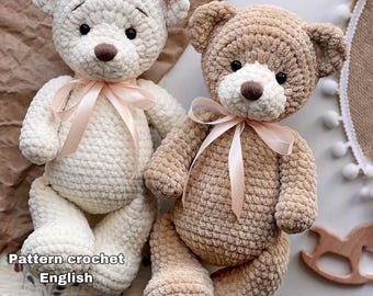 Amigurumi Bear Crochet Pattern, English PDF, Basic Skills Toy Making