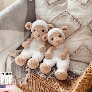 Crochet sheep snuggler pattern Lamb lovey pattern Animal baby cuddle toy pattern