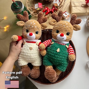 Christmas reindeer, Crochet Pattern, Deer Amigurumi, Christmas Crochet Pattern, Deer Crochet, Christmas reindeer Crocget Pattern In English