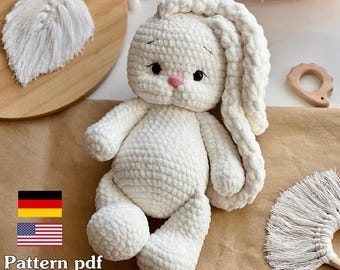 Crochet Bunny Pattern, Amigurumi Rabbit Toy (PDF)