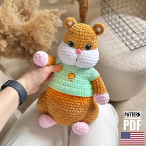 Crochet pattern Hamster, amigurumi lesson in PDF format English.