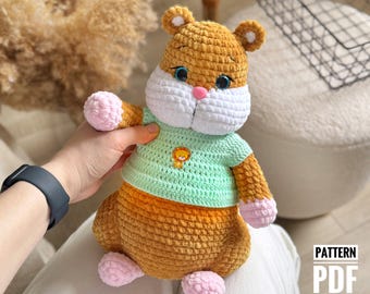 Crochet pattern Hamster, amigurumi lesson in PDF format English.