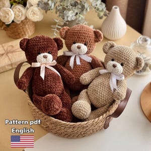 Crochet pattern amigurumi bear in English pdf manual.