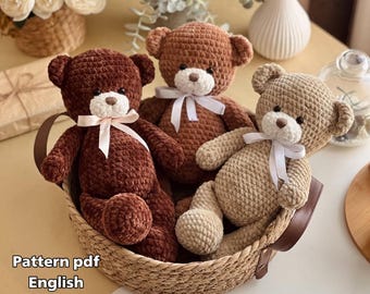 Crochet pattern amigurumi bear in English pdf manual.