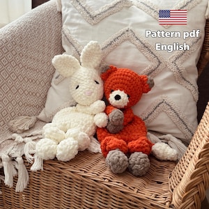 Crochet pattern bunny amigurumi | Gift for a child | pattern snuggler bunny | Blanket |crochet fox| pattern snuggler fox