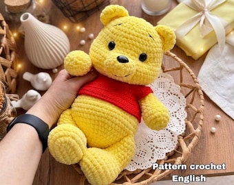 Winnie the Pooh Crochet Pattern, Amigurumi Teddy Bear Toy (PDF English)