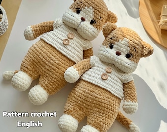 かぎ針編みの猫、手作りあみぐるみおもちゃ、ぬいぐるみ、、かぎ針編み
