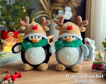 Christmas penguin, Crochet Pattern, Penguin Amigurumi,Christmas Crochet Pattern,penguin Crochet,Christmas penguin Crochet Pattern In English