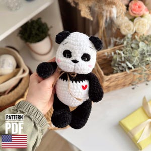 Panda crochet pattern, amigurumi panda crochet, animal panda crochet pattern, panda toy crochet pattern, Panda crochet pattern in English