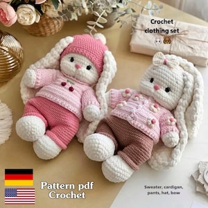 Crochet pattern of a clothes for a doll, crochet scheme of a dress for a toy, PDF - pattern in English and German
