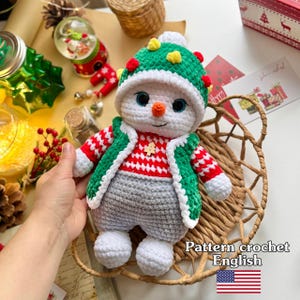 Crochet snowman. Christmas snowman crochet pattern. Christmas crochet toys, Crochet PDF in English