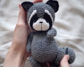 Crochet raccoon PATTERN, amigurumi animals DIY raccoon tutorial in ENGLISH pdf