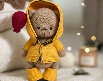 Crochet clothes PATTERN for crochet bear, Halloween outfit for amigurumi animals, crochet fall pattern, crochet raincoat, ENGLISH pdf