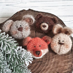 PDF brooch pattern | Amigurumi Animal Crochet brooch pattern |Crochet bear brooch pattern | fox brooch pattern | bunny brooch pattern