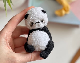 CROCHET PATTERN micro panda bear toy, size 4 inches, Amigurumi bear panda, miniature amigurumi micro animals, Amigurumi bear ENGLISH pdf