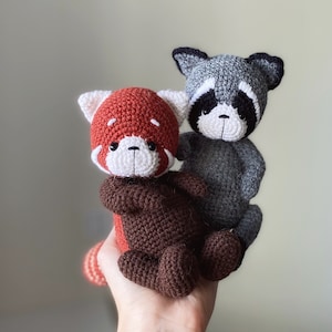 SET 2in1 crochet raccoon and red panda PATTERN, amigurumi animals DIY raccoon tutorial in English pdf, Amigurumi red panda