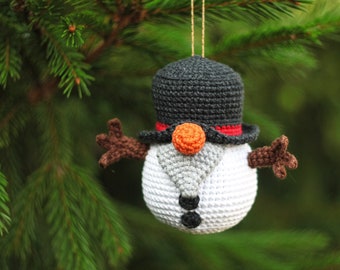 Snowman gnome crochet pattern - crochet christmas ornament amigurumi pattern - gnome christmas tree décor