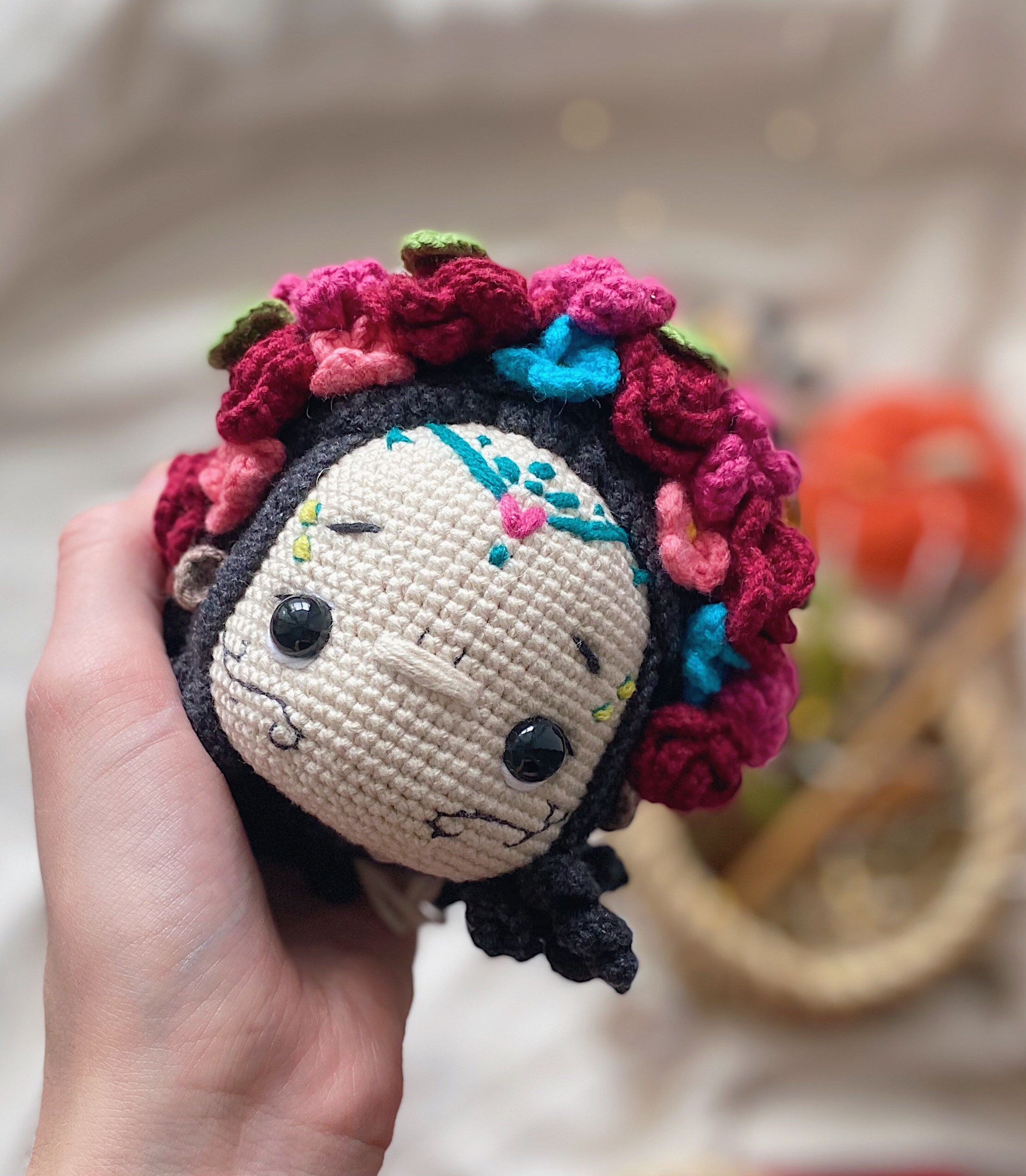 Crochet Halloween Doll PATTERN Amigurumi Doll With Flowers - Etsy