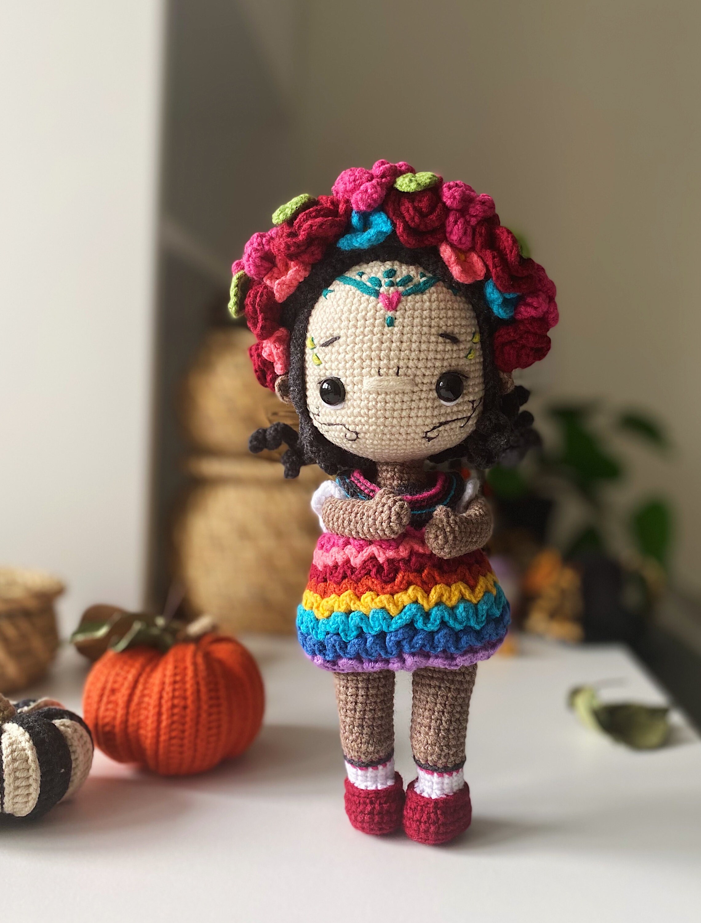 Crochet Halloween Doll PATTERN Amigurumi Doll With Flowers - Etsy