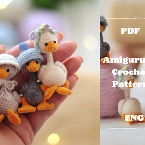 Goose crochet pattern, duck amigurumi, crochet goose tutorial for beginners, amigurumi mini