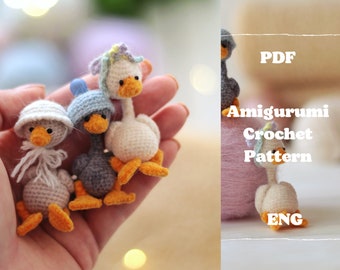 Goose crochet pattern, duck amigurumi, crochet goose tutorial for beginners, amigurumi mini