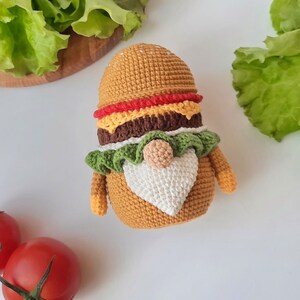 Gnome HAMBURGER crochet pattern,Dad birthday gift, Crochet gnome, Crochet play food, Funny crochet, Father's day gift image 10