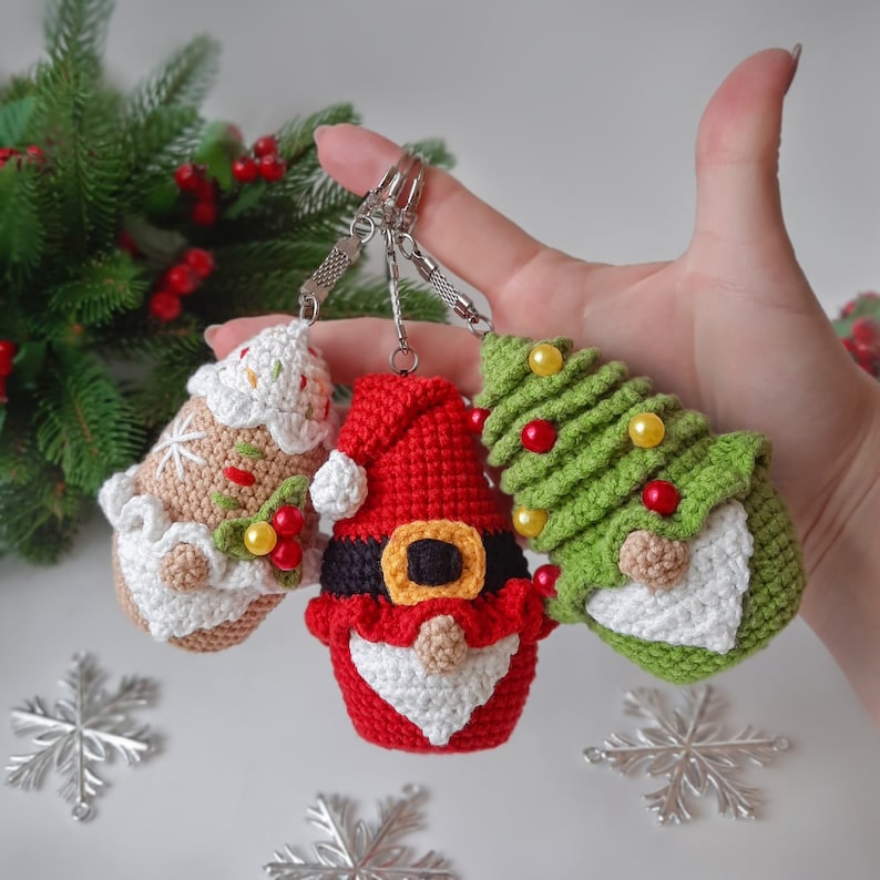 Set of 3 Crochet Pattern Christmas Gnomes Santa Gnome - Etsy