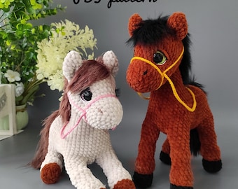 Crochet Horse Pattern – Amigurumi Horse Tutorial – PDF Pattern for Cute Standing Toy