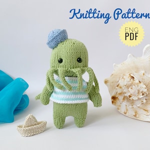 Cute Cthulhu Knitted Pattern, Knit Kraken Toy, Easy Knitting Soft Toy, DIY Gift for Kids, Tutorial English PDF.