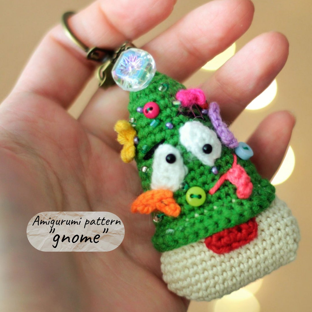 Amigurumi Crochet Pattern Mini Keychain Gnome Christmas Tree, Simple Crochet Pattern Etsy