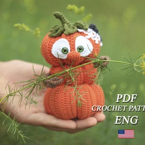 Crochet Halloween Pumpkin Pattern PDF in ENG Crochet Cute Pumpkin amigurumi tutorial Crochet Halloween toy Halloween crochet pumpkin pattern