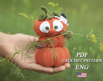 Crochet Halloween Pumpkin Pattern PDF in ENG Crochet Cute Pumpkin amigurumi tutorial Crochet Halloween toy Halloween crochet pumpkin pattern