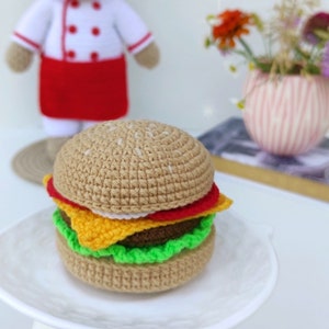Crochet pattern burger- Amigurumi pattern burger - Crochet play food pattern - English PDF pattern