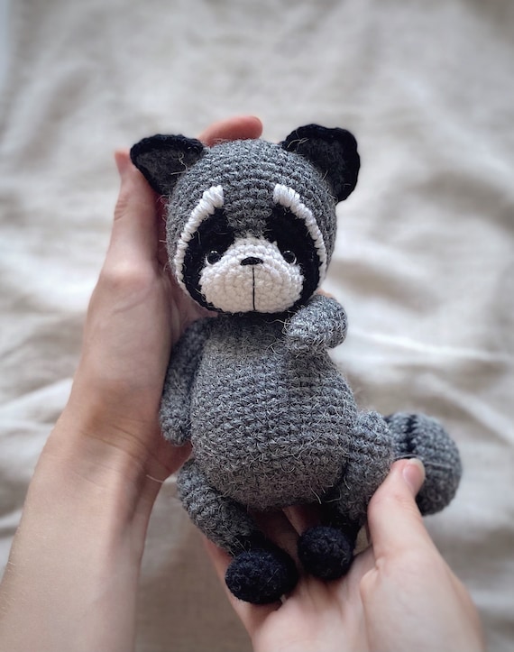 Crochet raccoon PATTERN, amigurumi animals DIY raccoon tutorial in ENGLISH pdf