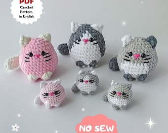 Crochet pattern Cat, Plush crochet Cat, No sewing pattern, Crochet pattern 3 in 1, Plush toys for markets