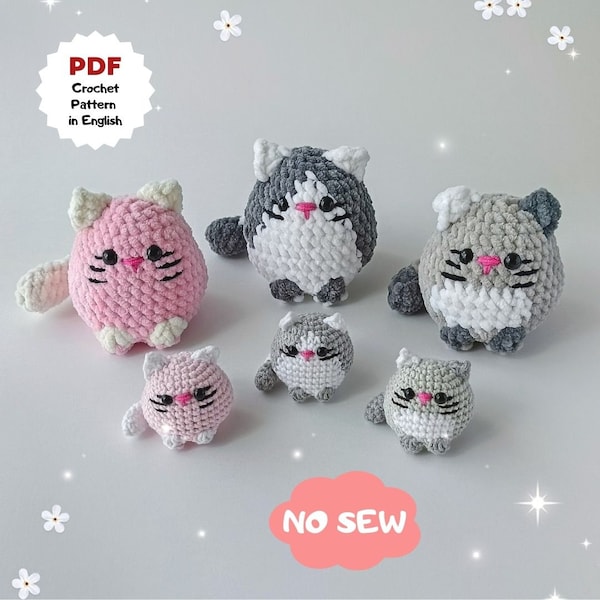 Crochet pattern Cat, Plush crochet Cat, No sewing pattern, Crochet pattern 3 in 1, Plush toys for markets